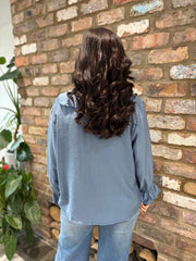 Denim Ruffle Frill Blouse Dionne