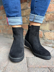 Black Buckle Wedge Boots
