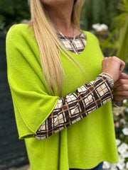 Lime V-Neck Reverse Seam Knit Diana