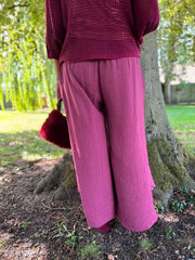 Wine Wide Leg Pull on Silvia Trousers