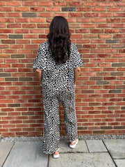 Pink Premium Leopard Pull on Wide Leg Trousers