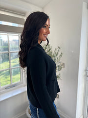 Black Crew Neck Pocket Cardi Janet