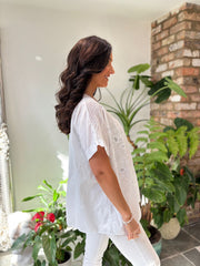 White Embroidered Top Zella