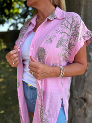 Pink Mocha Coral Print Blouse Stacey