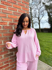 Pink Textured Co-Ord Set Bronte