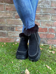 Black Faux Suede Lined Boots