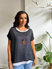 Black Layered Net Top Elise
