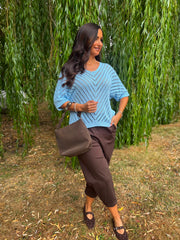 Blue Chevron Knit Anabelle