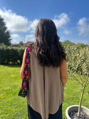 Mocha Leopard Trim Vest Eve