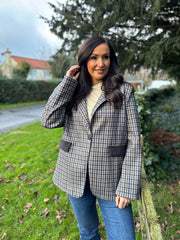 Navy Checked Blazer Sara
