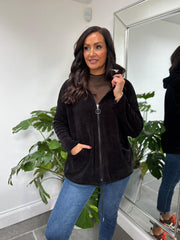 Black Chenille Zip Hoodie Mia