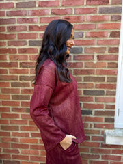 Wine Brushstrokes Shimmer Sweat Top Natalia