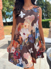 Chocolate Brushed Floral Pattern Dress Valentina