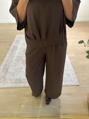Chocolate Gathered Hem Two Piece Marielle