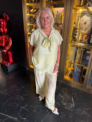 Lemon Embellished Pussy Bow Blouse Danica