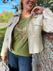 Olive Soft Touch Star Top Kelly