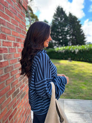 Denim Striped Hoodie Ella