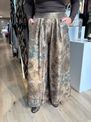 Mocha Shimmer Floral Trousers Adele