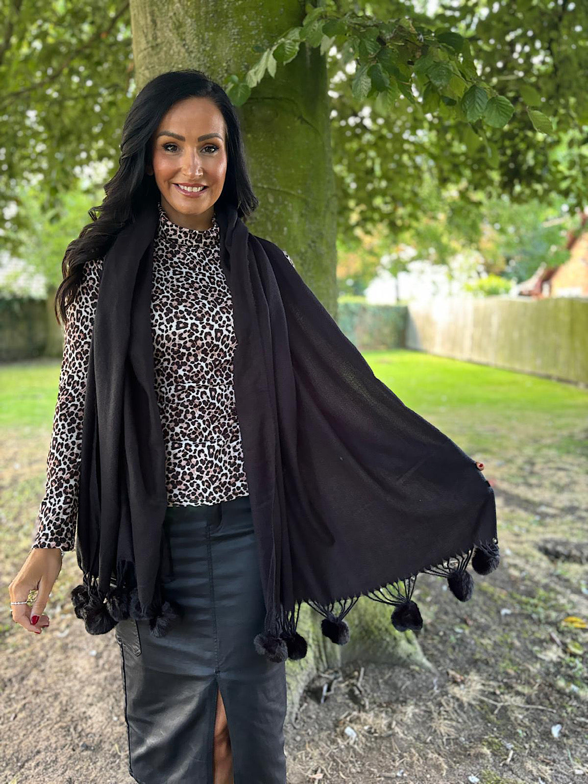 Black Pom Pom Tassel Scarf Tillett s