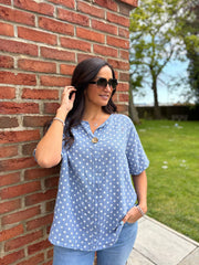 Denim Polka Dot Top Everly