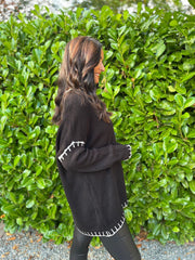 Black Blanket Stitch V Neck Jumper Jenny