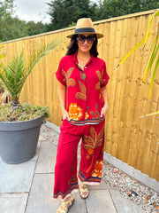 Red Tropical Print Shirt Maya