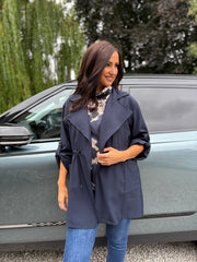 Navy Tie Waist Jacket Charlotte
