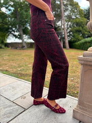 Wine Leopard Wide Leg Jeans