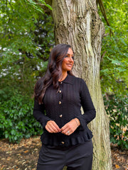 Black Pattern Knit Shirt Sherry