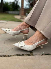 Stone Textured Kitten Heel Shoes