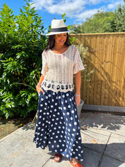 Navy Polka Dot Skirt Amy