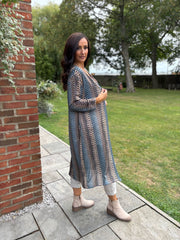 Denim Pattern Stripe Shimmer Cardigan Freya