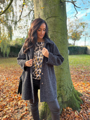 Charcoal Brushed Wool Coat Bridget