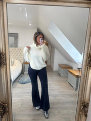 Navy Flared Pull on Trousers