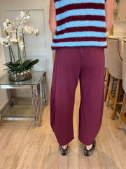Wine Relaxed Barrel Leg Trouser