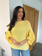 Butter Yellow Textured Batwing Knit Orla