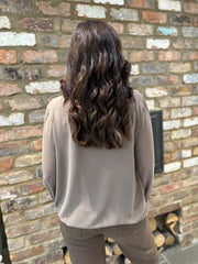 Mocha Pleat Detail Chiffon Blouse Molly