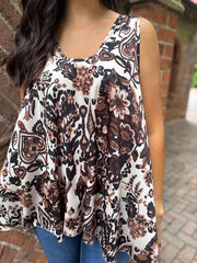 Chocolate Elegant Floral Vest Isabella