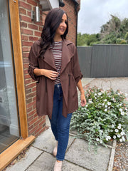 Chocolate Tie Waist Jacket Charlotte