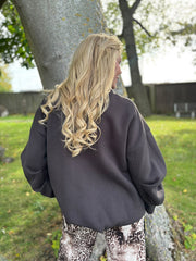 Chocolate Oversized Pleat Detail Sweatshirt Roxy
