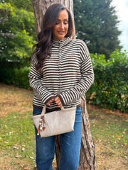 Chocolate Striped Zip Knit April