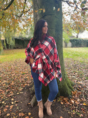 Red Check Tie Shawl Roxie