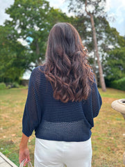 Navy Gathered Loose Knit Paige