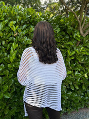 White Asymmetric Loose Knit Melody