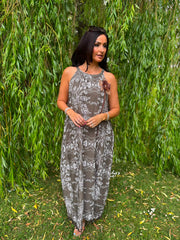 Khaki Luxury Wildflower Dress Abigail