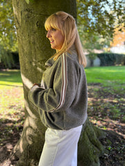 Grey Soft Touch Stripe Jacket Debbie