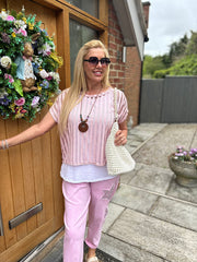 Pink Multi Hole Layered Top Laurel