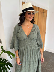 Khaki Luxury Elegant Lace Dress Athena