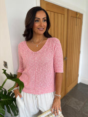 Pink V Neck Knit Danni
