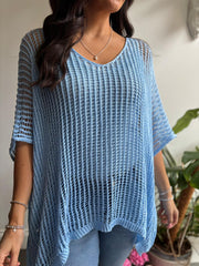 Light Blue Open Weave Knit Peyton